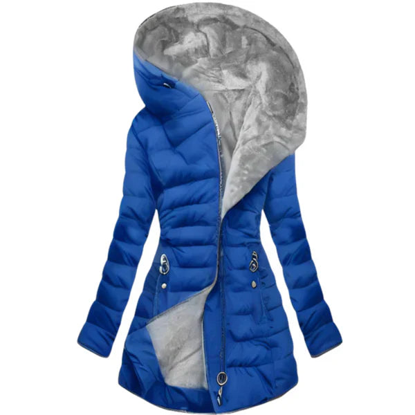 Chaqueta de plumas elegante con capucha extragrande